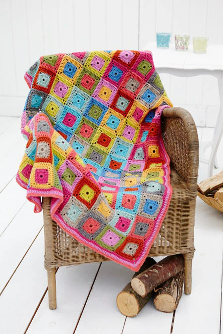 9232 Crochet DK Square in a Square Blanket Crochet Pattern hard copy genuine