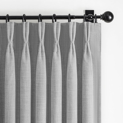 Light Grey Blackout Linen Curtains 84'' for Sliding Glass Doors, 2 Panels Set