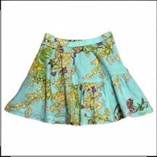 Vineyard Vines Tiered Ruffle Skirt Girls Size M Aqua Mimosa Floral Cottagecore