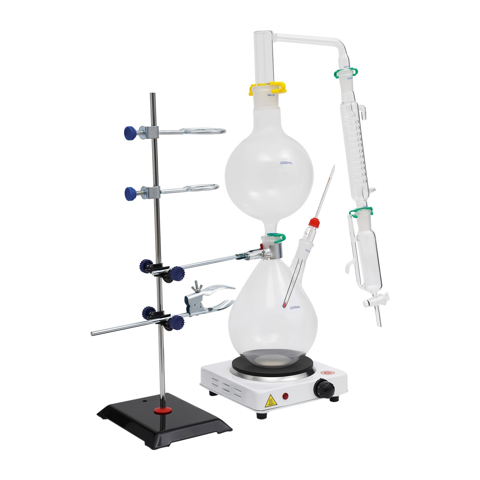 2000ml Glass Distillation Kit with 1000W Heating Plate Essential Oil Lab US Plug thumbnail 10