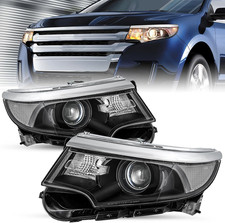 Headlight Assembly Fit for 2011 2012 2013 2014 Ford Edge Halogen Type Black Ho