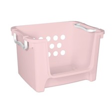 Your Zone Open Front Stacking Toy Storage Bin with Handles,Pink,21''x16.5''x13''