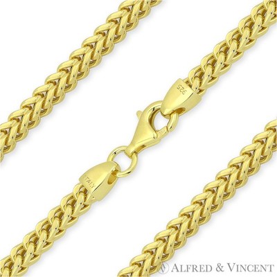 3,5 mm Franco leichte italienische Kette Halskette in 925 Sterling Silber mit 14k GP