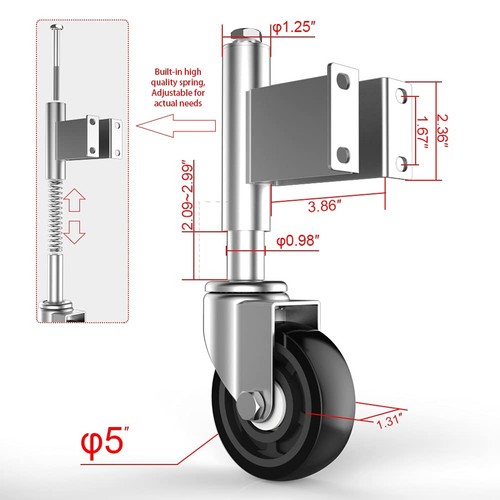 Heavy Duty Gate Caster Wheels 5" - 400 lbs Capacity - 第 4/8 張圖片