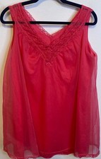Vintage Vanity Fair Women's Nightgown Sheer Double Layer Nylon Chiffon Pink M