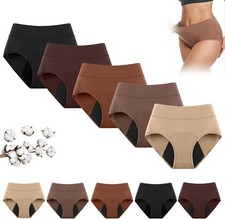 Women 5Pcs Fluxe Incontinence Underwear Leak-Proof Panties Cotton Brief Washable