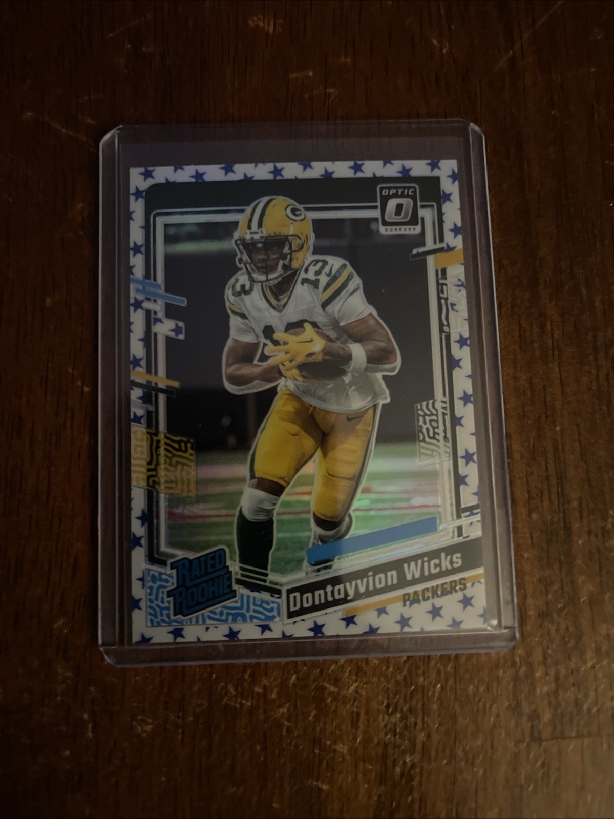 Dontayvion Wicks 2023 Optic Blue Stars SP SSP Emoji Rookie Rc #249 Packers