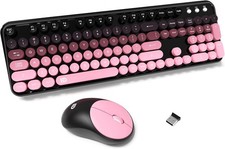 FD Wireless Keyboard and Mouse Combo - 2.4G Full-Sized Cute Colorful Mouse an...