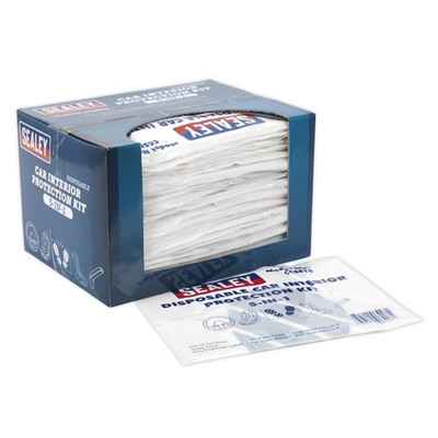 Sealey 5-in-1 Einweg Car-Innenraumschutz-Set, Displaybox mit 50 CCSET55