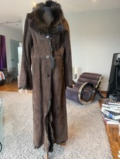 Echter Lammfellmantel mit Echtfellkragen – Gr. 36/38 – Dunkelbraun