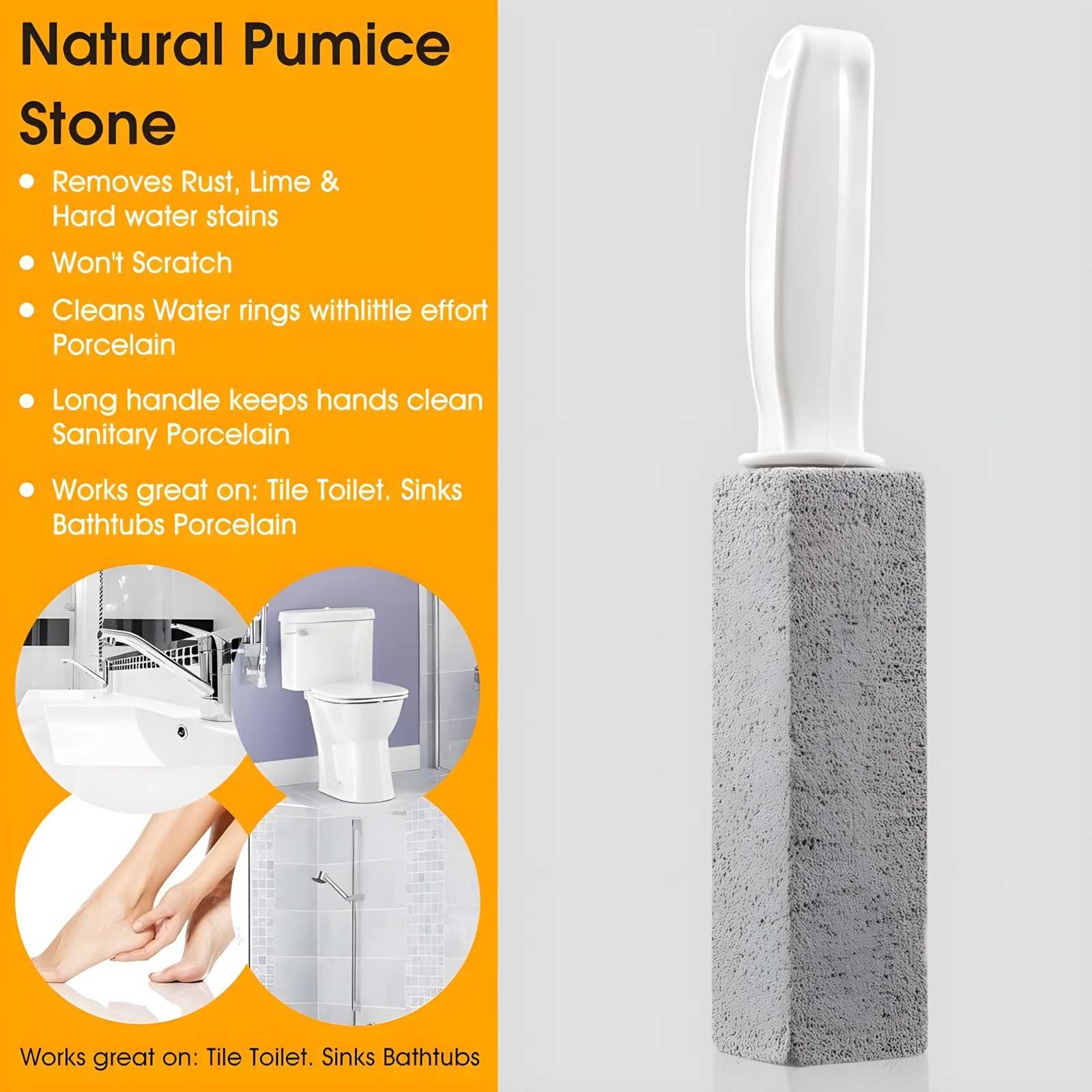 Cleaning Stone with Handle Toilet Bowl Cleaner Hard Water Ring Remover 2