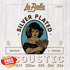 La Bella 700M Silver-Plated Acoustic Guitar Strings Medium 6-String 13-56