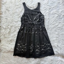 Free People Black Lace Fit & Flare Mini Dress Open Back Sleeveless Floral Lace
