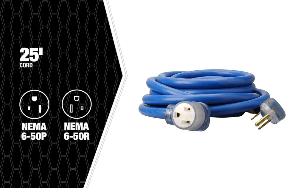 Cable de extensión Southwire extra resistente, 25 pies, calibre 8, 40 amperios, 250 voltios, soldadura Foto 4 de 4