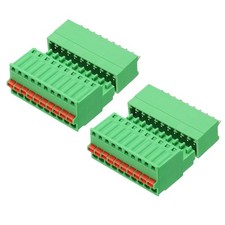 2Set 10 Pin 2.5mm 0.1" Pitch PCB Terminal Block Connector, Straight, Green