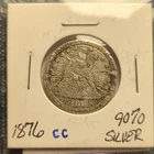 1876 CC Seated Liberty Quarter 25C 90% Silver Carson City Business Circulated