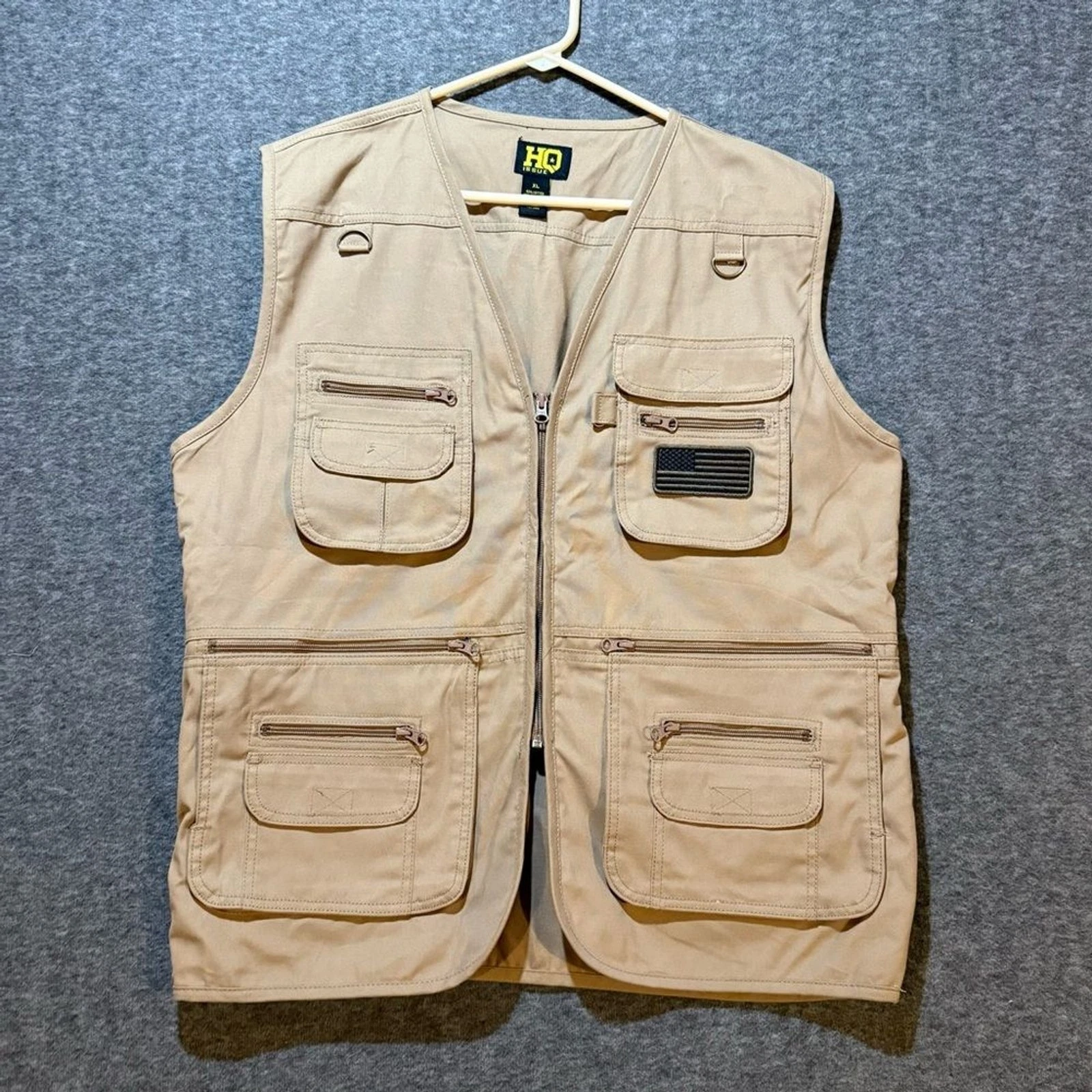 HQ Issue Tactical Concealed Carry Vest mens XL tan canvas utility fishing hunt