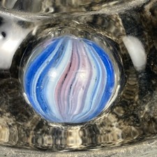 Antique Handmade German Onionskin Swirl Glass Marble .59 S7