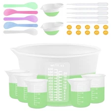 6 Pack Silicone Measuring Cups Resin Supplies w/ 600 and 100ml Cups for Resin