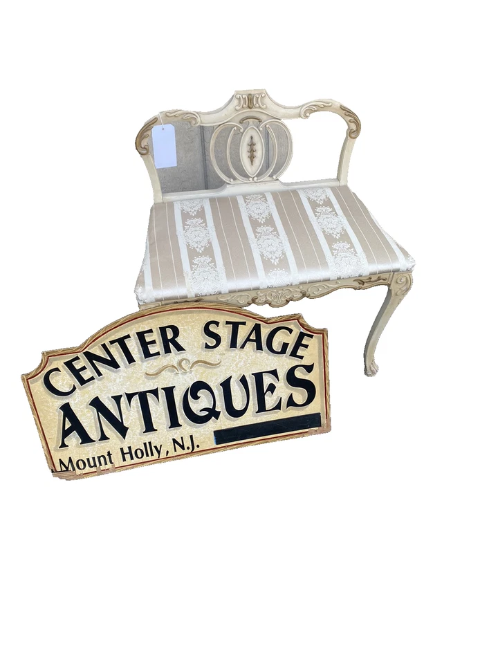 Taburete de banco de tocador blanco Decorator 66296 Foto 4 de 4