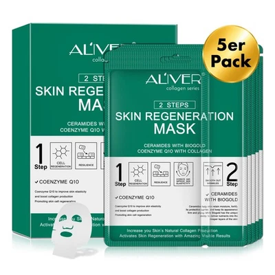 Gesichtsmaske Tuchmaske 2-Step-System Anti-Aging Pflege mit Kollagen Coenzym Q10 - Bild 1 von 4