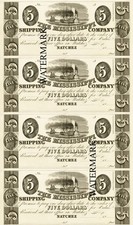 Natchez Mississippi MS Shipping Co Bank Obsolete Currency $5-5-5-5 Sheet REPRO