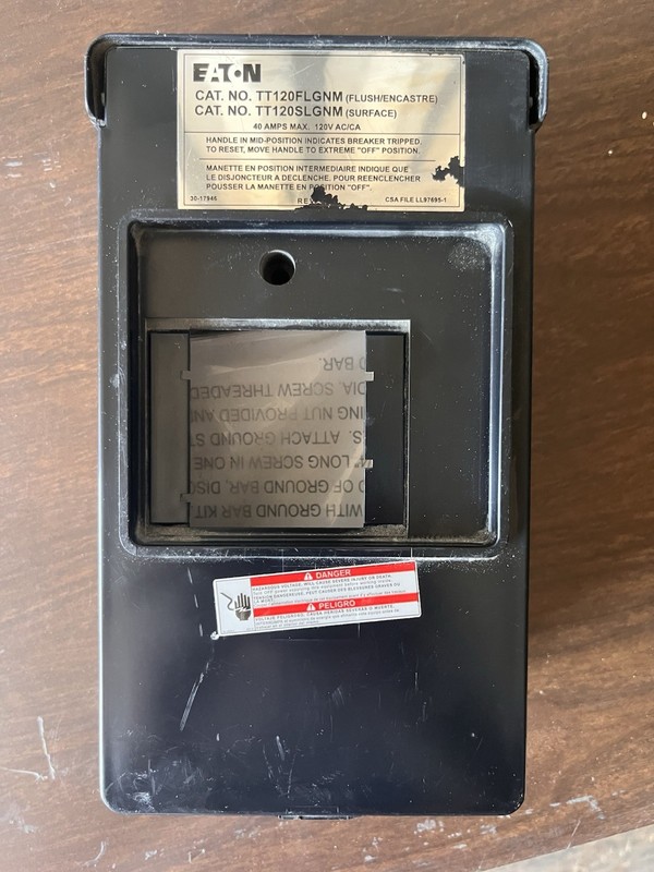 Eaton TT120 Enclosure 40A 110-120V AC Surface Mount Black Metal TT120FLGNM