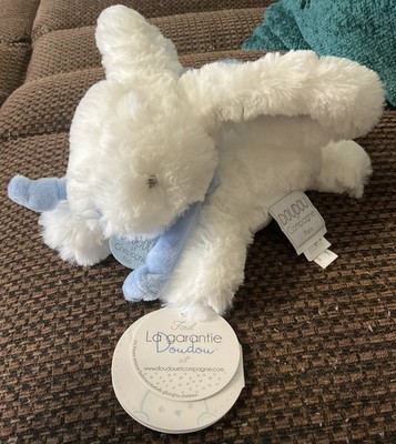 Doudou et Compagnie weiß blau Schwanz Hase Kaninchen Stofftier Tröster Lapin 