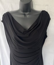 Lauren Ralph Lauren Black Draped Cowl Neck Sheath Dress Size 12 Sleeveless LBD