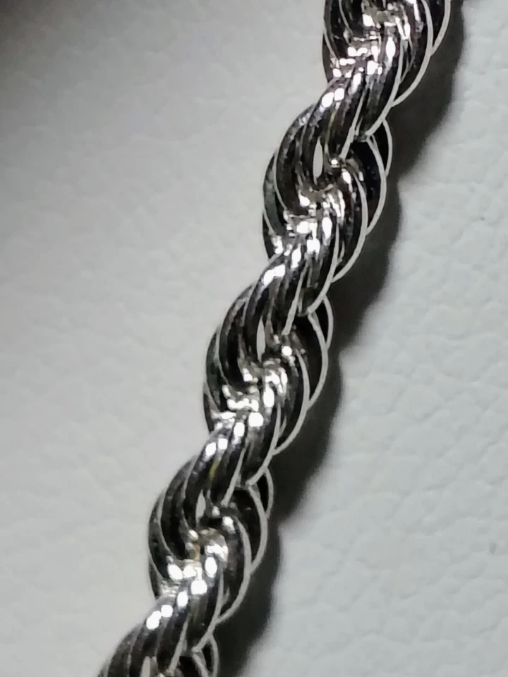 925 Silver Rope Chain & Tourmalinated Prehnite Pendant Necklace w/Rhinestones - Image 4 of 4