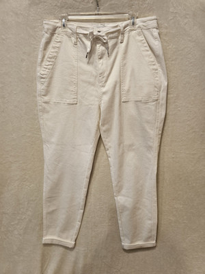 Judy Blue Women's Size 15 /32 High Rise Cuffed Joggers White Stretch Drawstring 