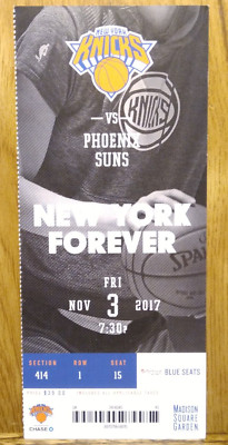 New York Knicks vs. Phoenix Suns 11-3-2017 Ticket Stub ~ Kristaps Porzingis 37
