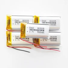 5 x 3.7V 500mAh Lipo Rechargeable Battery 802035 For MP3 MID DVD GPS Bluetooth