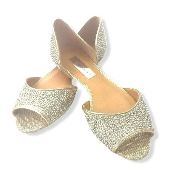 INC Rhinestone Silver Sparkly Flats Slip On Wedding Shoes 6.5 D