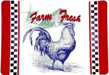 Farm Fresh Rooster Placemats,6x,Rooster,Barn,Windmill,White,Polypropylene,12x16"
