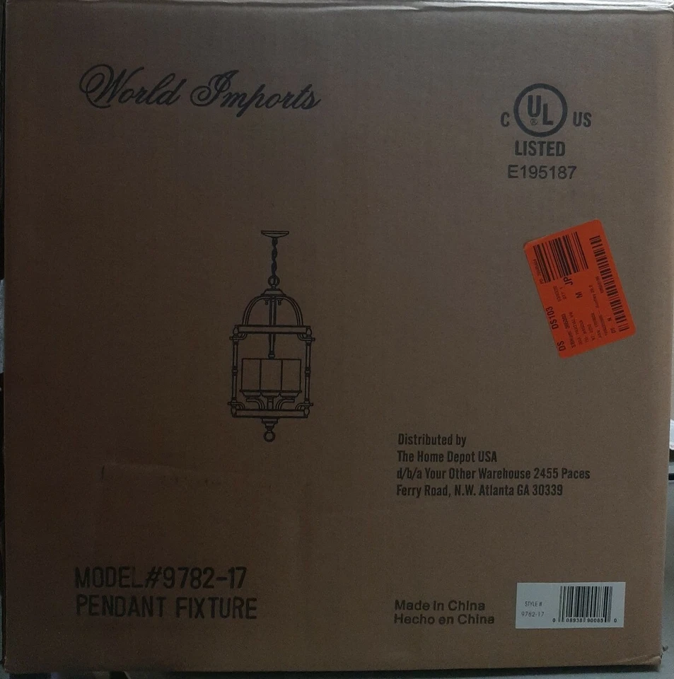 Colgante de peltre envejecido de 3 luces World Imports Tresor Collection Foto 4 de 4