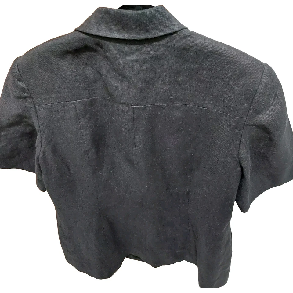 Talbots Linen Blazer Size Women Size UK 14 Black Short Sleeved Button Jacket - Image 2 of 2