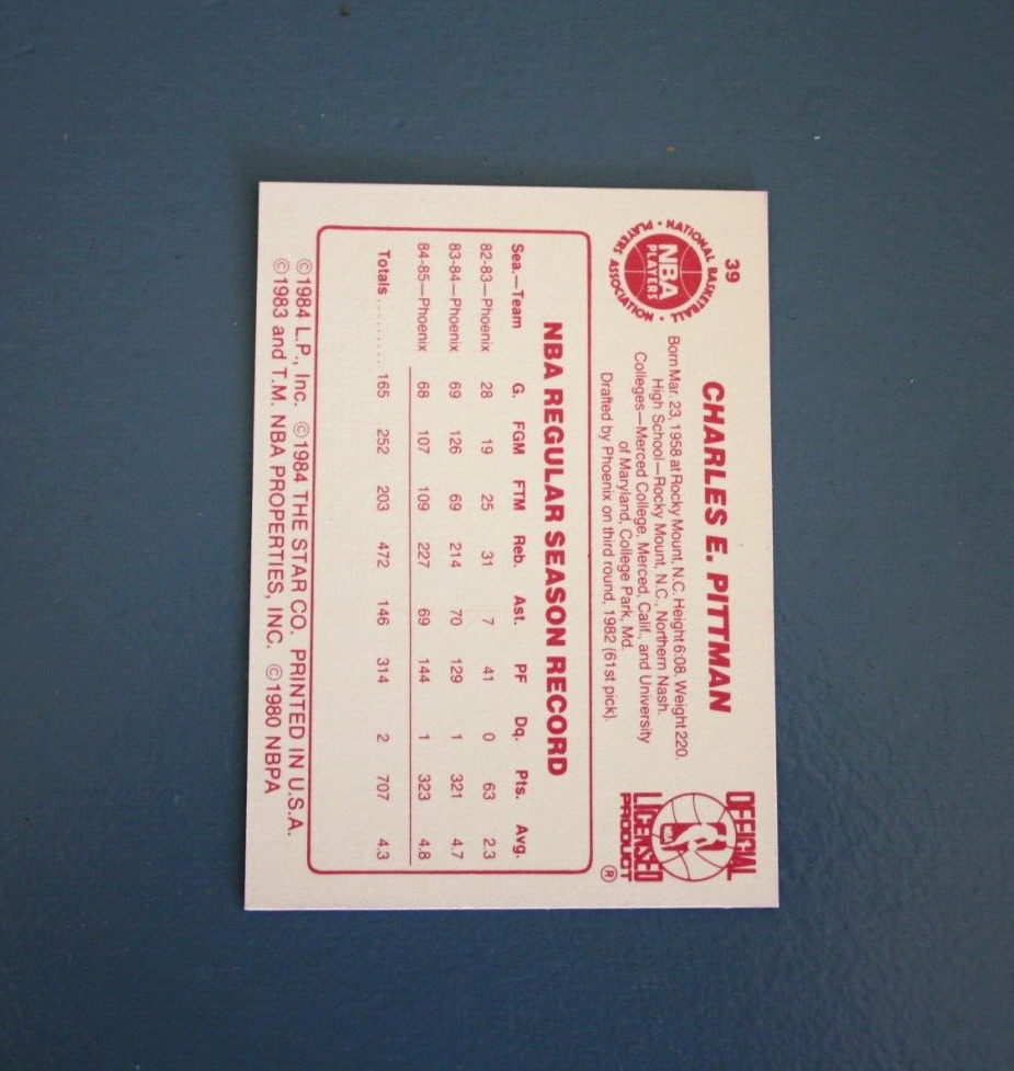 1985-86 Star Charles Pittman #39 Phoenix Suns mint | eBay