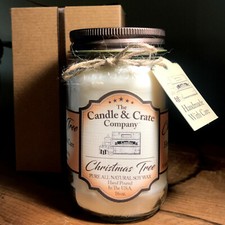 Christmas Tree Scented, 16oz Mason Jar Candle, Max Scented 100% Natural Soy Wax