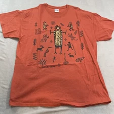 Gildan Shirt Mens XL Orange Moab Utah Casual Outdoors Tribal Graphic Print
