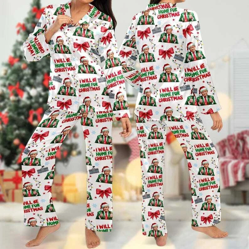 Trump Coquette Bow Christmas Pajama Set for Adults