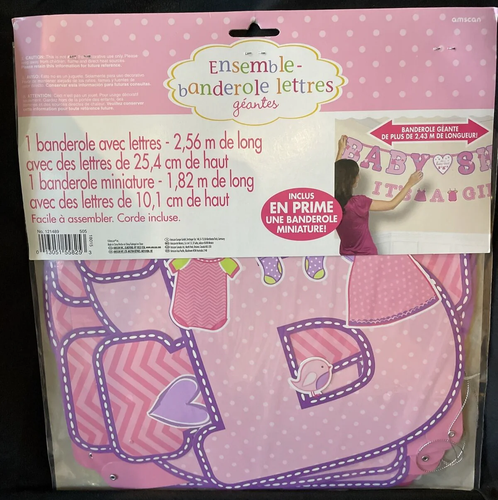 Shower with Love Girl Chevron Polka Dot Baby Shower Party Decoration Banners - Picture 2 of 3