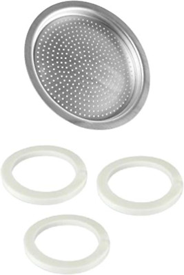 2.5'' (64Mm) Espresso Filter and Gasket Seals Compatible with Bialetti 6 Cup Alum
