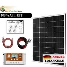 100 WATT COMPLETE SOLAR PANEL KIT FOR FOR 12V LITHIUM OR LEAD ACID BATTERY CHA