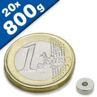 20 X Ringmagnet / Magnetring Ø 6/3 X 2,5 Mm Neodym N42, Nickel – Diametral