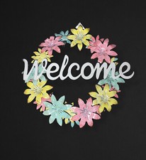 17.5  Flower Welcome Sign Easter Decor Wreath