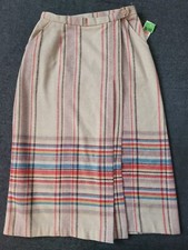 Vintage 70s Jc Penney Deadstock Knee Midi Skirt Wool Primary Colors Plaid