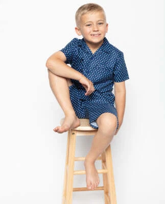Cyberjammies Shorty Set Boys George Blue Geo Print PJ Set