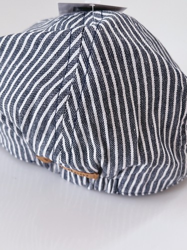 Boys kids Baby Navy Blue Stripe 100% Cotton French Beret Cabbie Hat Cap 0-5yr - Picture 6 of 12
