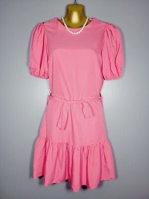 NEU MIT ETIKETT NEU MISS SELFRIDGE KLEID GRÖSSE 10 KORALLENROSA PUFFÄRMEL 34'' LANGGÜRTEL AC51
